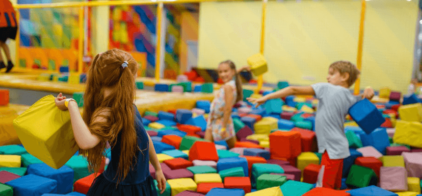 Children playing with building blocks